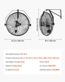 VEVOR sienas ventilators, 450mm, IP44, 3 ātrumi, liels gaisa plūsmas attālums, regulējams rotācijas leņķis, jaudīgs, rūpniecībai, komerctelpām, garāžām, darbnīcām un sporta zālēm