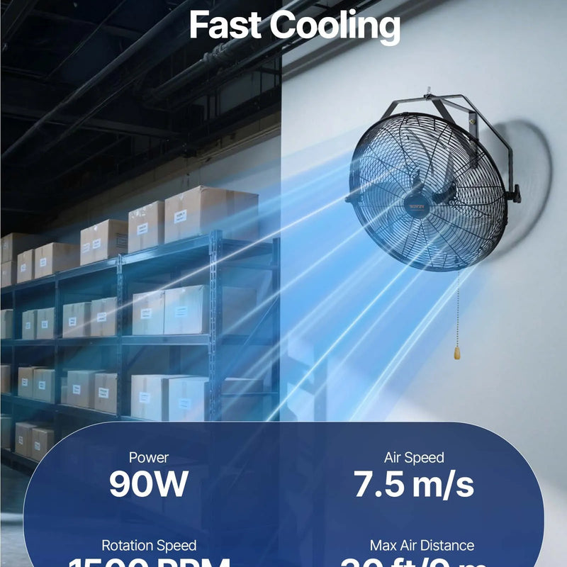 Rūpnieciskais sienas ventilators 44,6 cm, 3 ātrumi