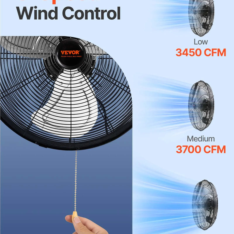Rūpnieciskais sienas ventilators 44,6 cm, 3 ātrumi
