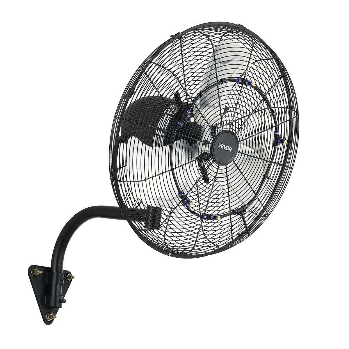 VEVOR Wall Fan, 505mm, with Oscillation and Misting Function, Remote Control, IP44, 3 Speeds, 18h Timer, Temperature Control, for Industrial, Commercial, Garage, Workshop and Gym Use
