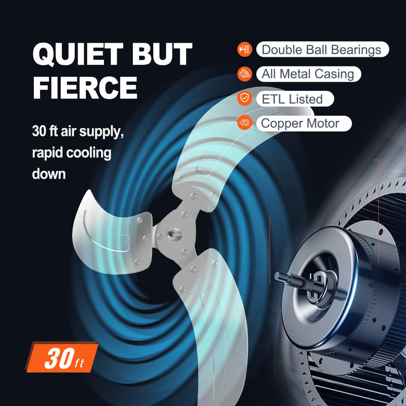 VEVOR 73W sienas ventilators, metāla, 44.5 cm, 3 ātrumi, max jauda 4000 CFM