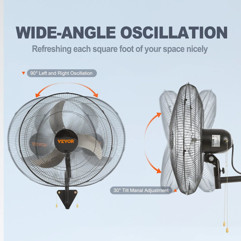 Sienas ventilators metāla 49 cm 3 ātrumi