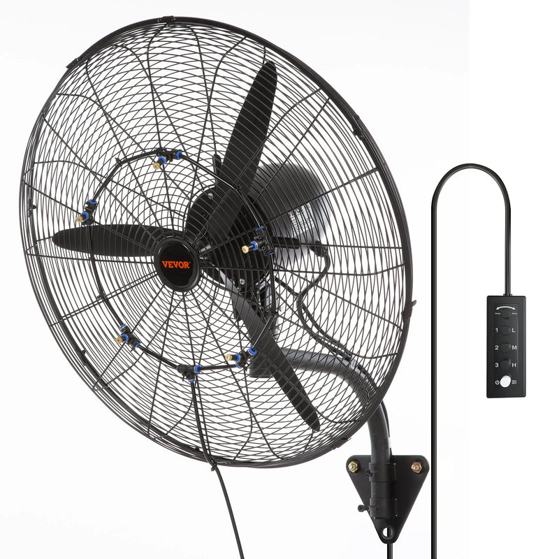 61 cm oscilējošs sienas miglotājs ventilators metāla 3 ātrumi 115 W