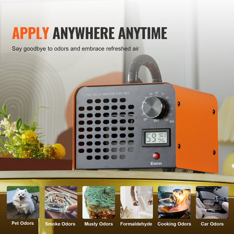 VEVOR ozona ģenerators 12 000 mg/h ar taimeri 0–120 min