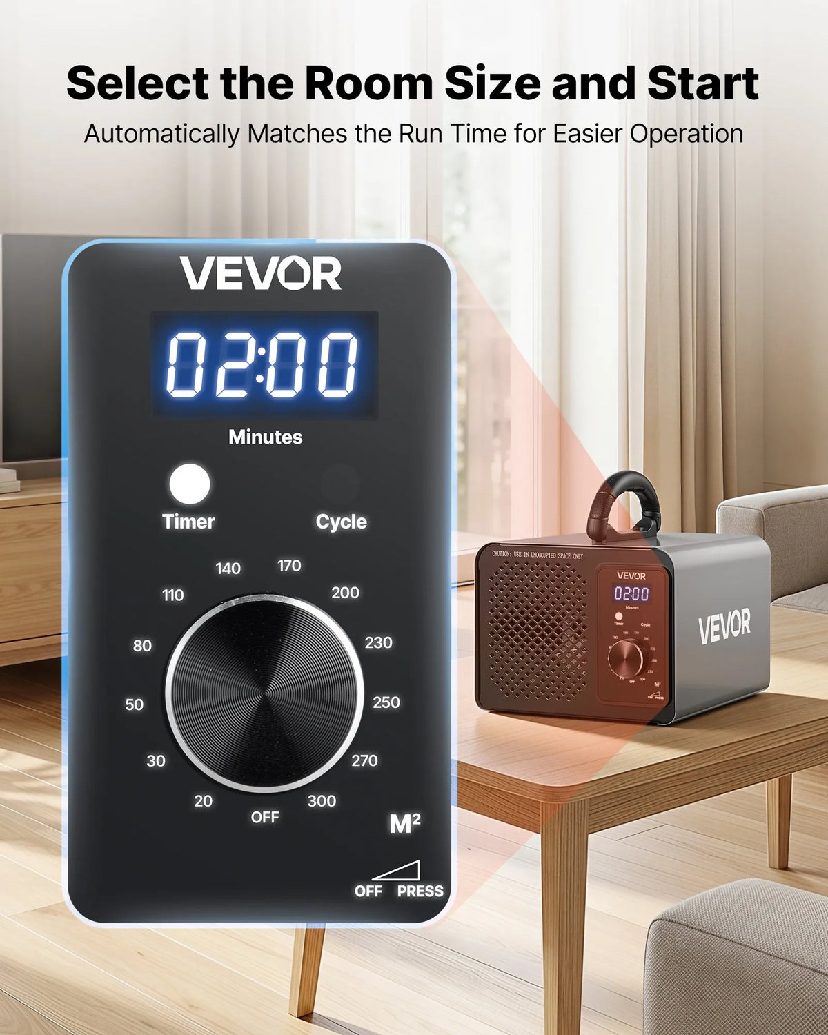 VEVOR Ozone Generator 36,000 mg/h with 15 Second Delay Start, Timer, Rotation Control and Odour Treatment Cycle Mode for Cars and Rooms up to 300 m²