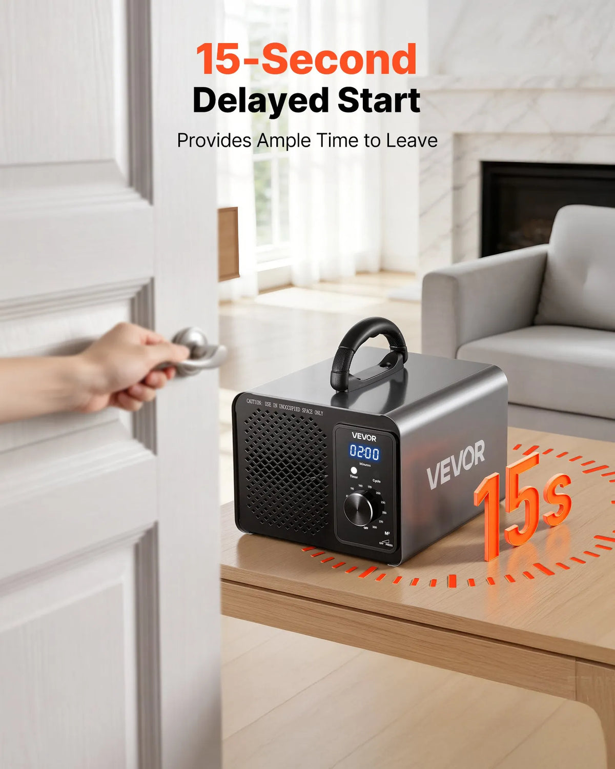 VEVOR Ozone Generator 36,000 mg/h with 15 Second Delay Start, Timer, Rotation Control and Odour Treatment Cycle Mode for Cars and Rooms up to 300 m²