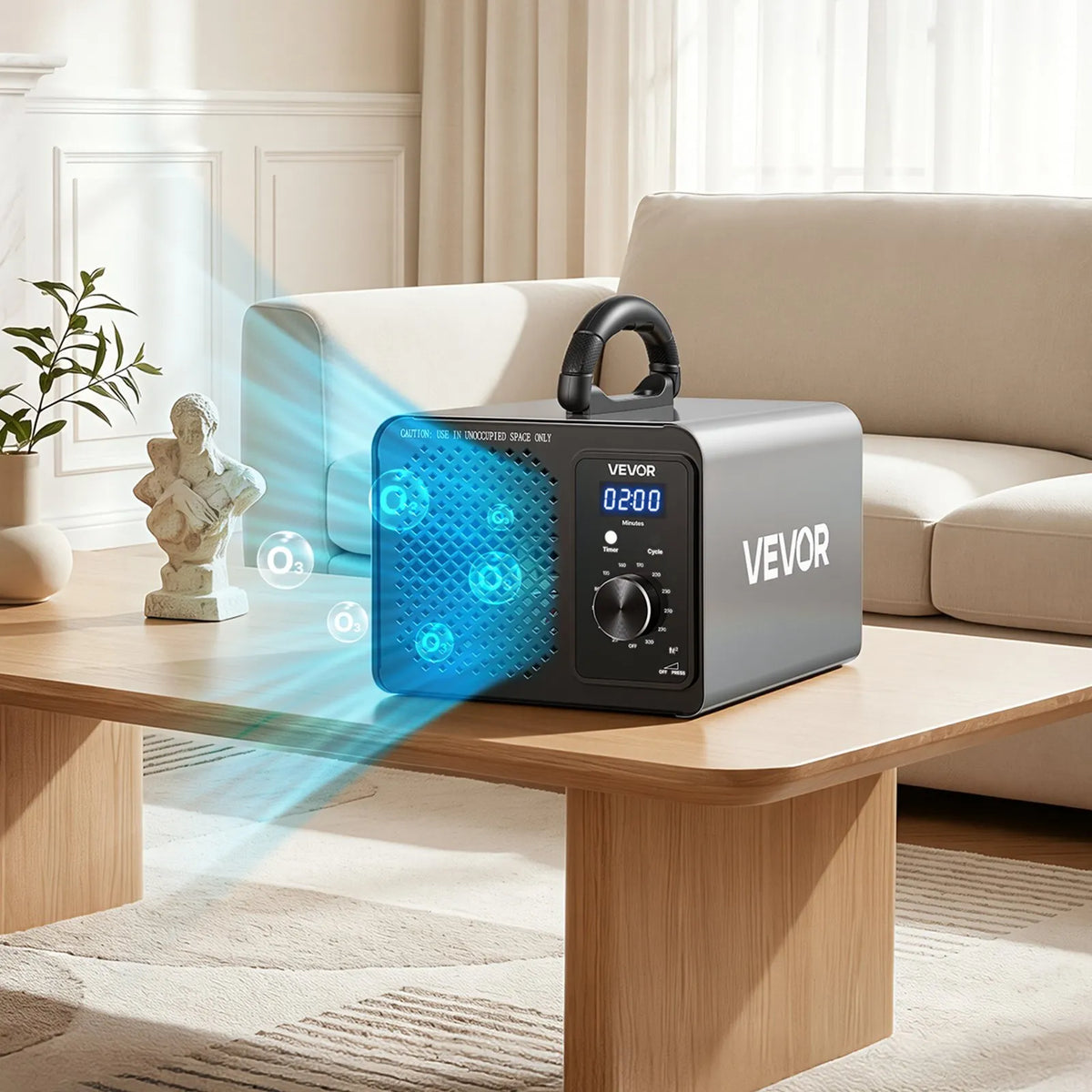 VEVOR Ozone Generator 36,000 mg/h with 15 Second Delay Start, Timer, Rotation Control and Odour Treatment Cycle Mode for Cars and Rooms up to 300 m²