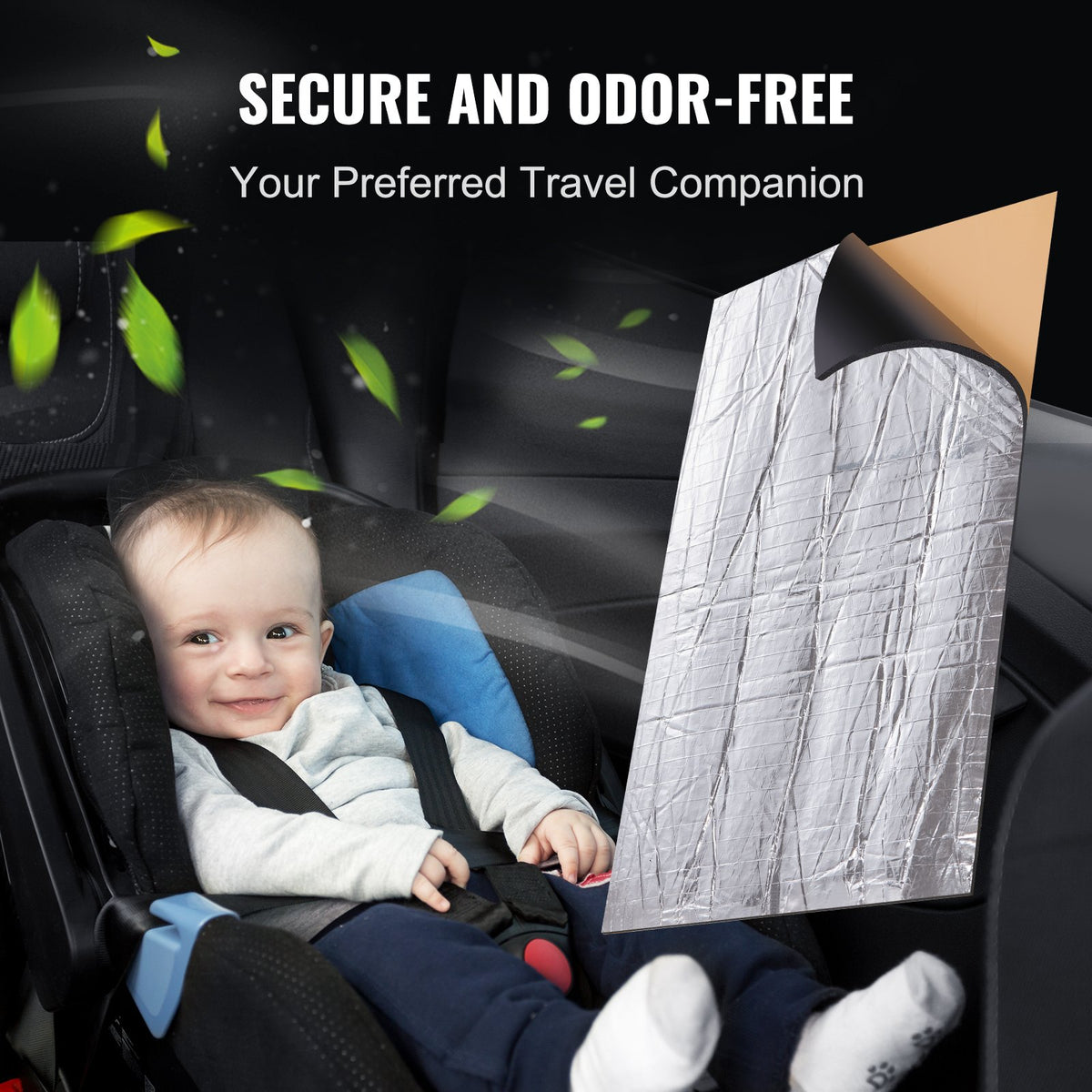 VEVOR Car Sound Insulation Mat – 5 mm Thick, 3.3 m² Noise Dampening and Thermal Insulation Material with High-Density Foam Layer and Waterproof Two-Layer Construction