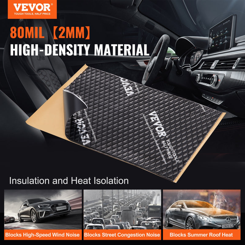 VEVOR auto skaņas izolācijas materiāls, 2 mm, 0,9 m², butila slānis trokšņu un vibrāciju slāpēšanai