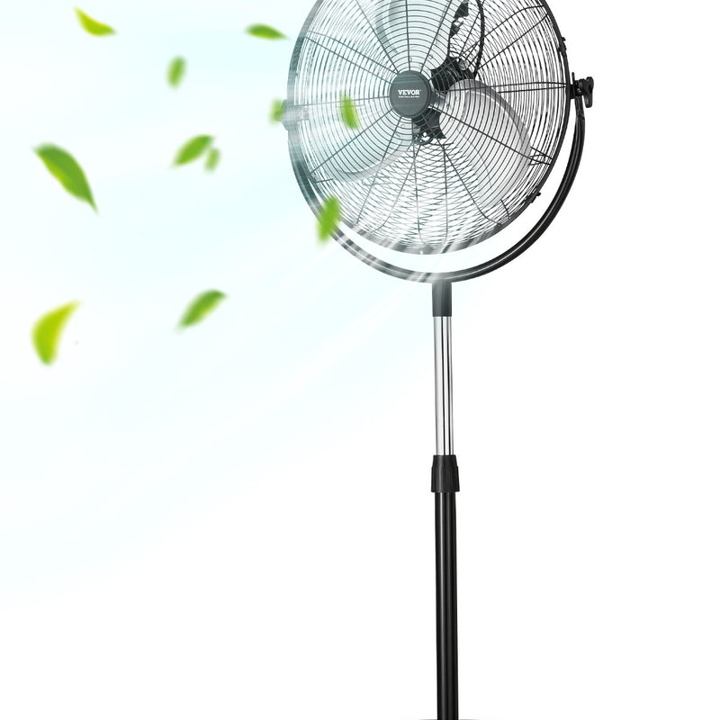 VEVOR rūpnieciskais statīva ventilaatorid, 3 ātrumi, augstums regulējams nr 115 līdz 147 cm