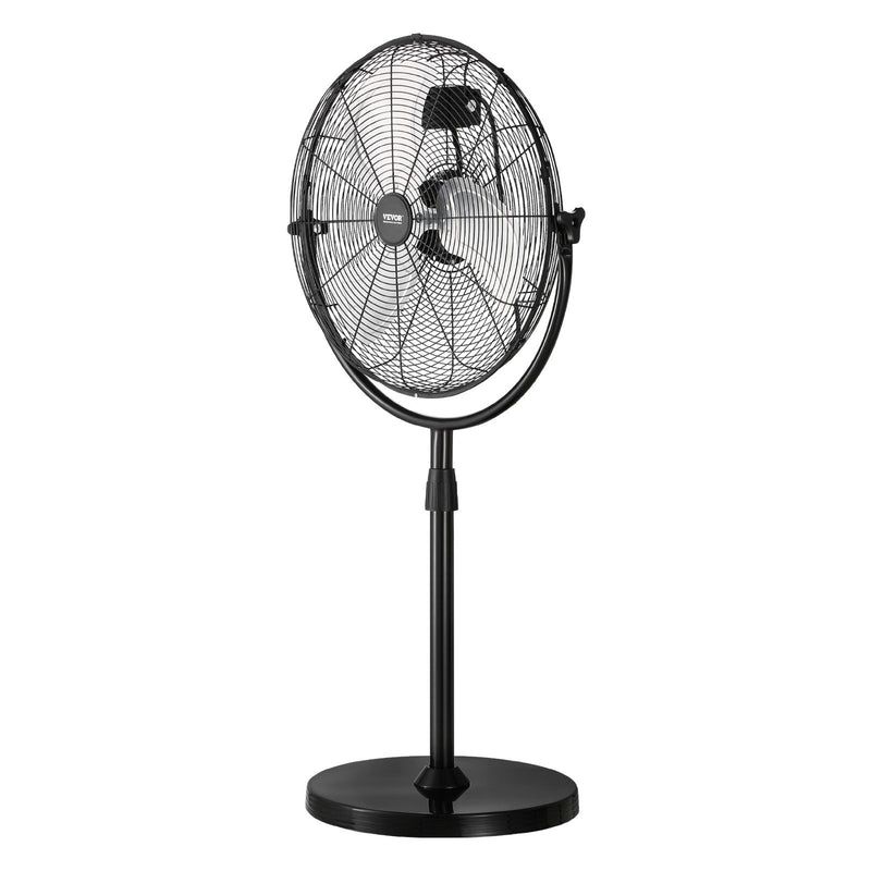 VEVOR rūpnieciskais statīva ventilators, 3 ātrumi, augstums regulējams no 115 līdz 147 cm
