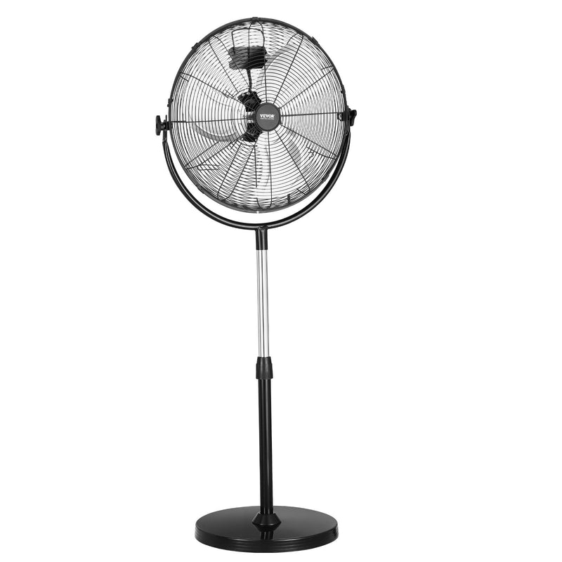 VEVOR rūpnieciskais statīva ventilators, 3 ātrumi, augstums regulējams no 115 līdz 147 cm