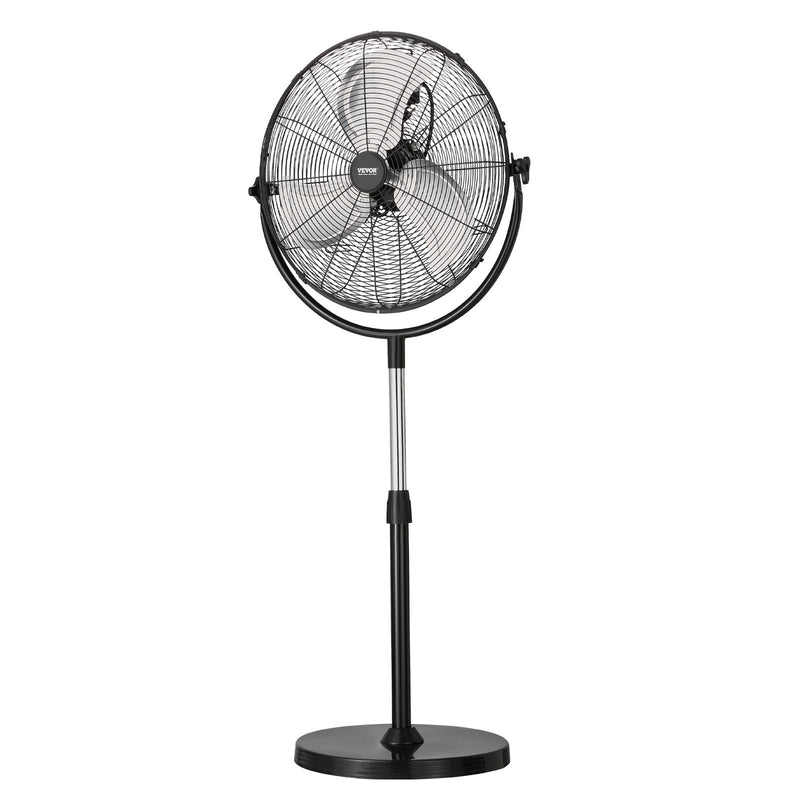 VEVOR rūpnieciskais statīva ventilators, 3 ātrumi, augstums regulējams no 115 līdz 147 cm