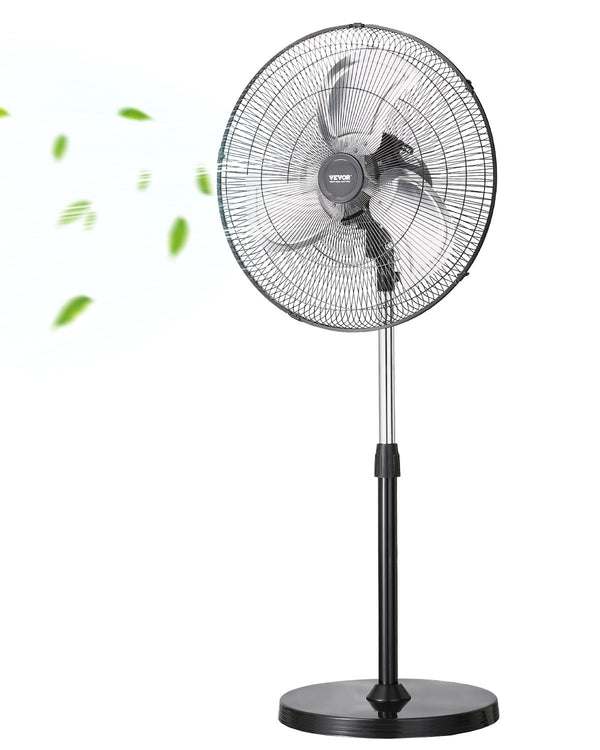 VEVOR 50 cm rūpnieciskais stāvošais ventilators, 3 ātrumi, oscilējošs, augstuma regulēšana