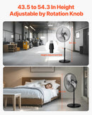 VEVOR 50 cm rūpnieciskais stāvošais ventilaatorid, 3 ātrumi, oscilējošs, augstuma regulēšana