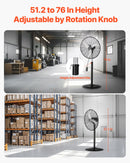 VEVOR 61 cm rūpnieciskais statīva ventilaatorid, 3 ātrumi, svārstīgs, regulējams augstums
