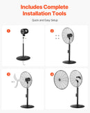 VEVOR 61 cm rūpnieciskais statīva ventilaatorid, 3 ātrumi, svārstīgs, regulējams augstums