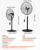 VEVOR 61 cm rūpnieciskais statīva ventilaatorid, 3 ātrumi, svārstīgs, regulējams augstums