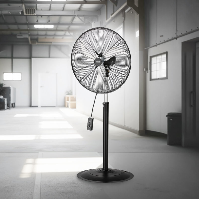 VEVOR 61 cm rūpnieciskais statīva ventilaatorid, 3 ātrumi, svārstīgs, regulējams augstums