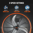 Rūpnieciskais grīdas ventilators 61 cm, 3 ātrumi, taimeris, noliktavām