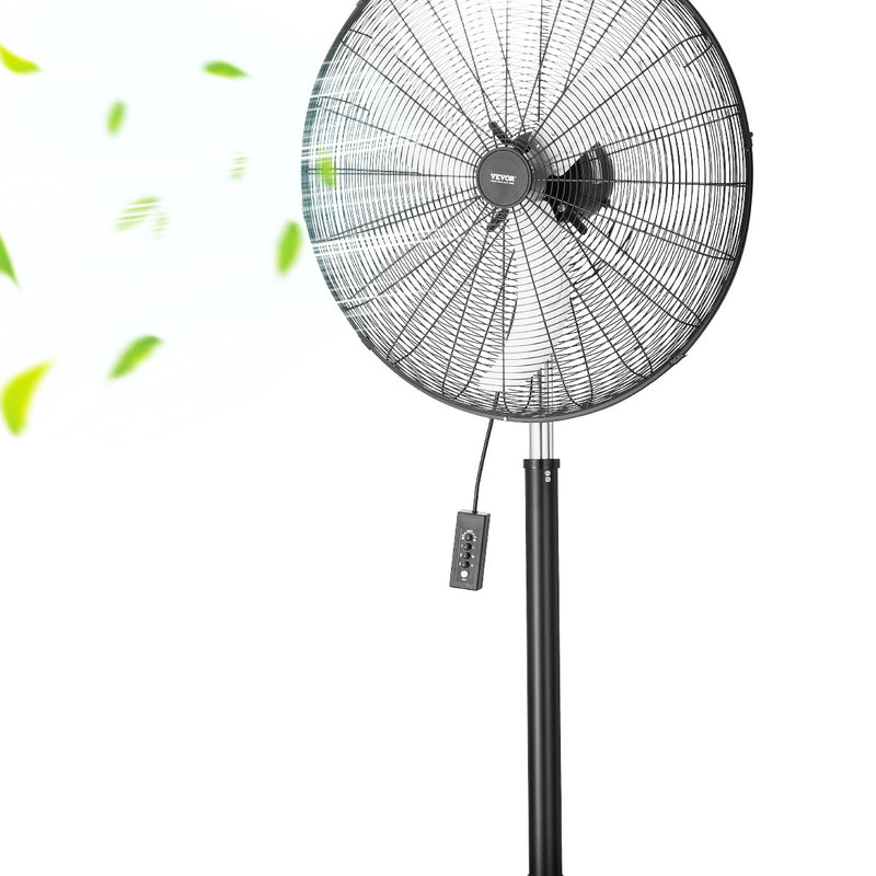 VEVOR 76 cm Industriālais stāvošais ventilators ar 3 ātrumiem, oscilējošs, ar augstuma regulēšanu