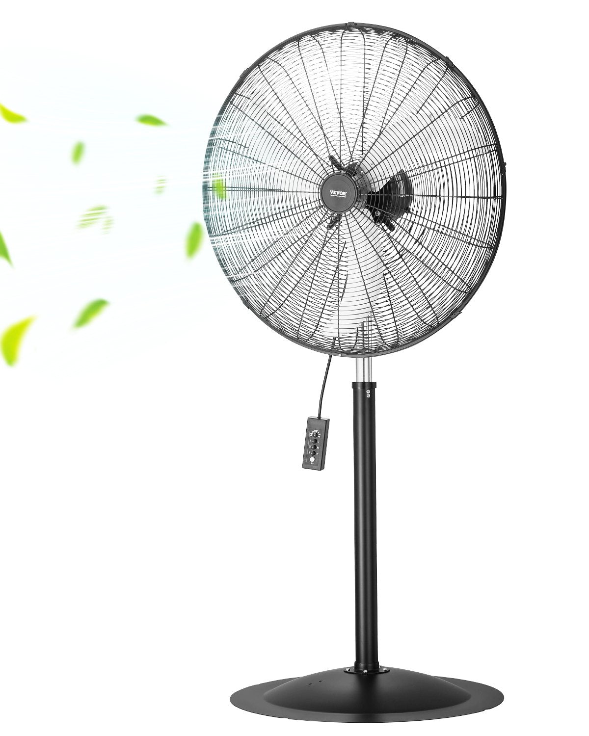 VEVOR 76 cm Industriālais stāvošais ventilators ar 3 ātrumiem, oscilējošs, ar augstuma regulēšanu