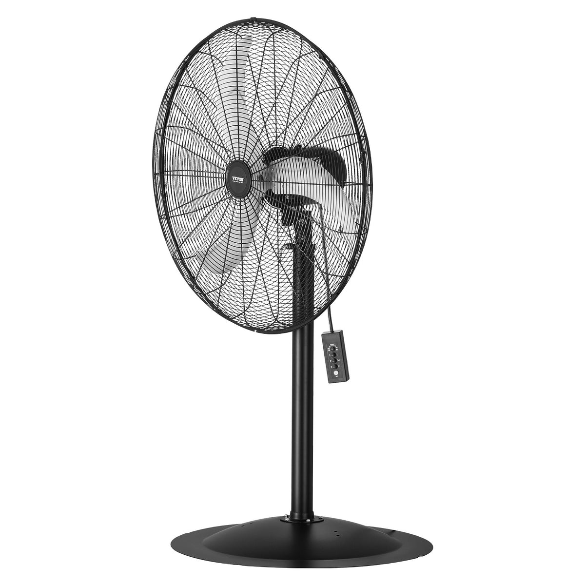 VEVOR 76 cm Industriālais stāvošais ventilators ar 3 ātrumiem, oscilējošs, ar augstuma regulēšanu