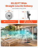 VEVOR 76 cm Industriālais stāvošais ventilators ar 3 ātrumiem, oscilējošs, ar augstuma regulēšanu