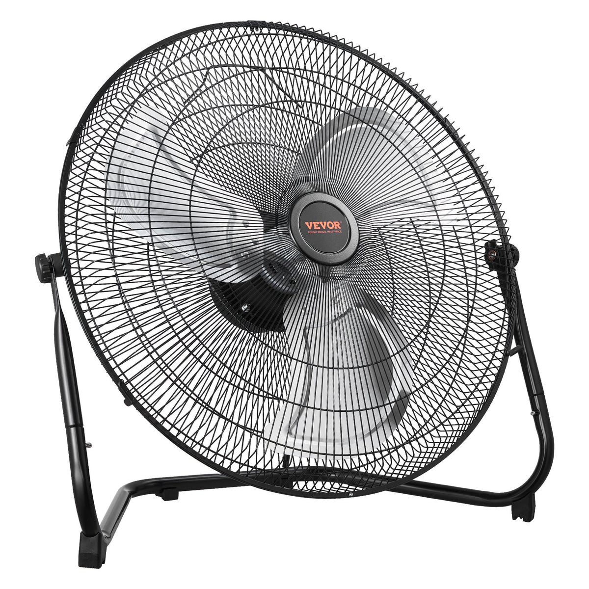 VEVOR 50 cm grīdas ventilators, 3 ātrumi, 360° regulējams leņķis, jaudīgs rūpnieciskais ventilators