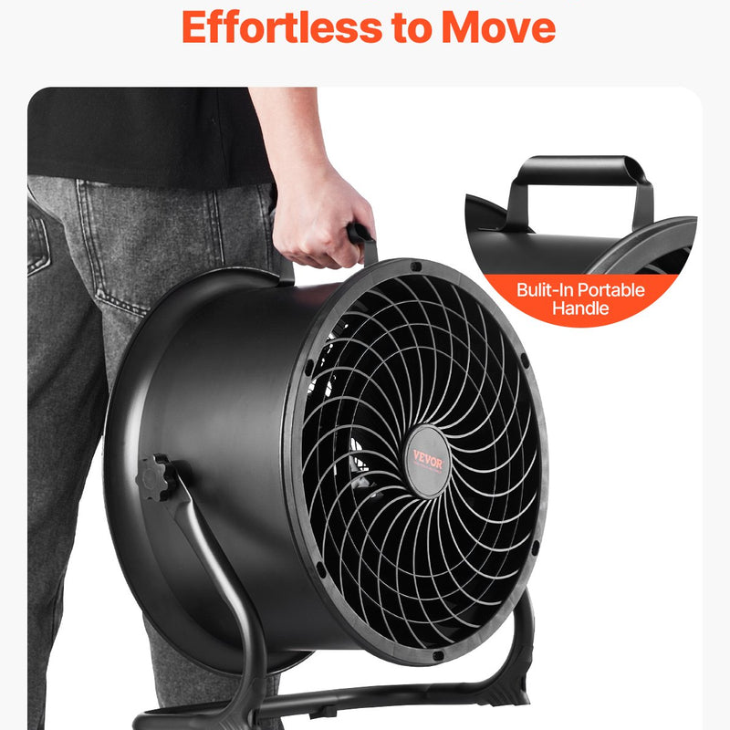 VEVOR 35 cm grīdas ventilators, 3 ātrumi, 360° regulējams leņķis, jaudīgs rūpnieciskais ventilators