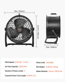 VEVOR 35 cm grīdas ventilators, 3 ātrumi, 360° regulējams leņķis, jaudīgs rūpnieciskais ventilators
