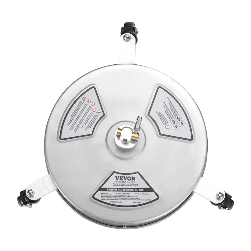 38 cm augstspiediena virsmas tīrītājs ar riteņiem, nerūsējošā tērauda betona tīrītājs, 275 bar, 1,6 cm ātrās savienošanas uzgalis ar 2 pagarinājuma stieņiem