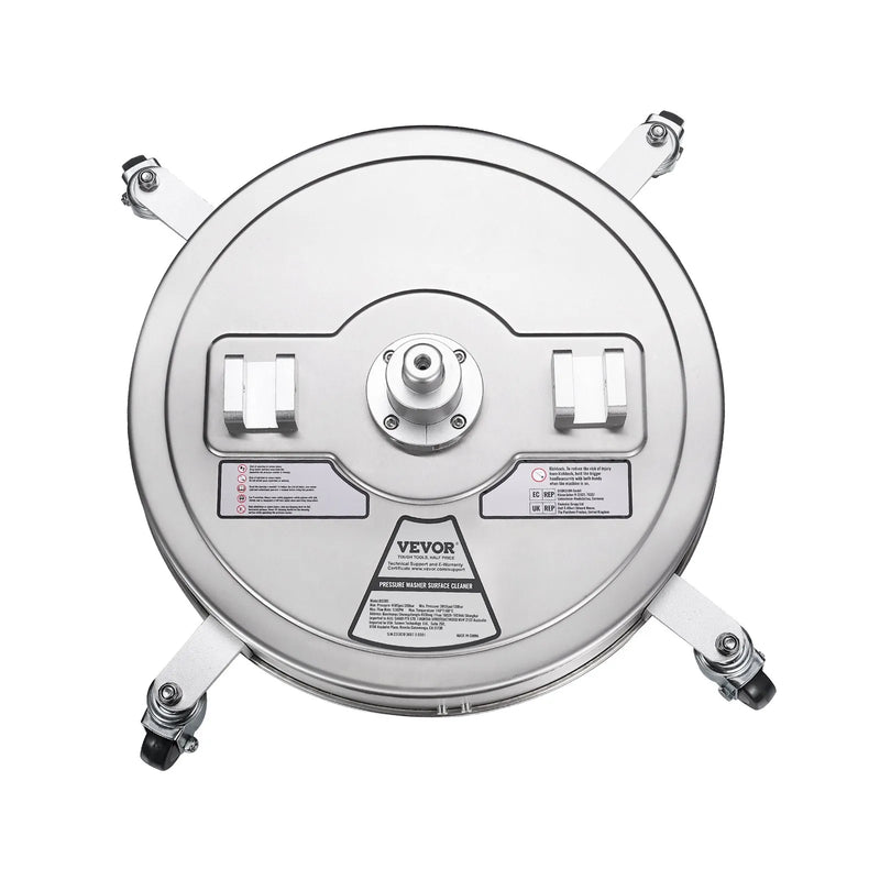 VEVOR 51 cm augstspiediena virsmas tīrītājs ar rokturiem un riteņiem, nerūsējošā tērauda betona tīrītājs, 310 bar, 0,95 cm savienotājs un 0,63 cm adapteris, grīdu, piebraucamo ceļu un terases uzgalis