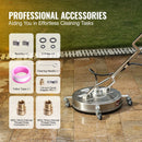 VEVOR 51 cm augstspiediena virsmas tīrītājs ar rokturiem un riteņiem, nerūsējošā tērauda betona tīrītājs, 310 bar, 0,95 cm savienotājs un 0,63 cm adapteris, grīdu, piebraucamo ceļu un terases uzgalis