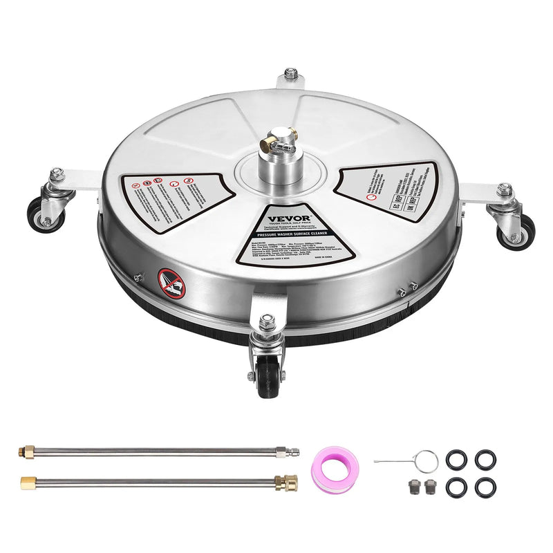 45 cm augstspiediena virsmas tīrītājs ar riteņiem, nerūsējošā tērauda betona tīrītājs, 275 bar, 6 mm ātrās savienošanas uzgalis ar 2 pagarināšanas stieņiem, grīdu, piebraucamo ceļu un terases mazgāšanai