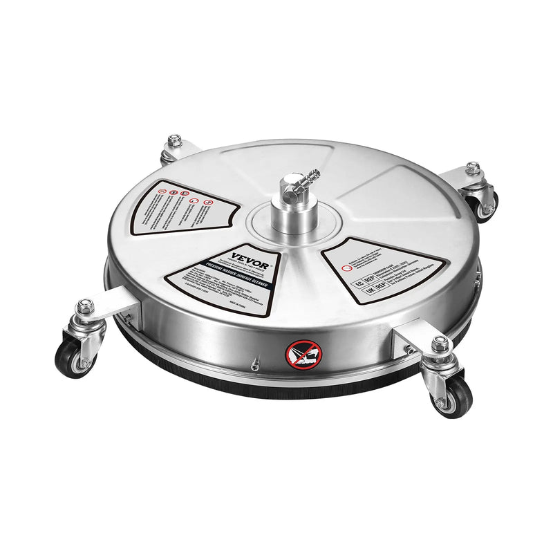 45 cm augstspiediena virsmas tīrītājs ar riteņiem, nerūsējošā tērauda betona tīrītājs, 275 bar, 6 mm ātrās savienošanas uzgalis ar 2 pagarināšanas stieņiem, grīdu, piebraucamo ceļu un terases mazgāšanai