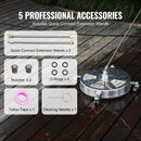 45 cm augstspiediena virsmas tīrītājs ar riteņiem, nerūsējošā tērauda betona tīrītājs, 275 bar, 6 mm ātrās savienošanas uzgalis ar 2 pagarināšanas stieņiem, grīdu, piebraucamo ceļu un terases mazgāšanai