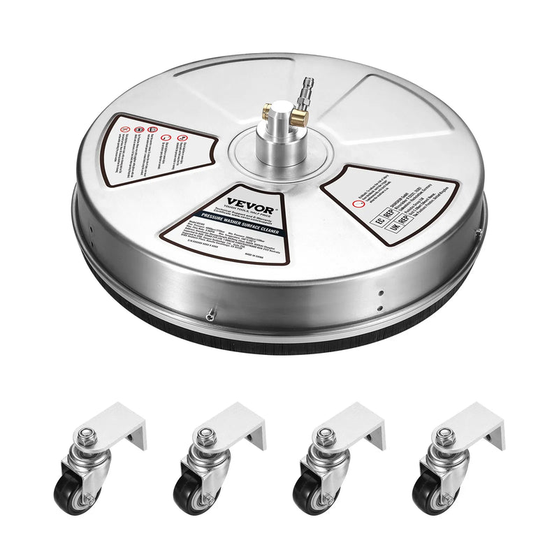 45 cm augstspiediena virsmas tīrītājs ar riteņiem, nerūsējošā tērauda betona tīrītājs, 275 bar, 6 mm ātrās savienošanas uzgalis ar 2 pagarināšanas stieņiem, grīdu, piebraucamo ceļu un terases mazgāšanai