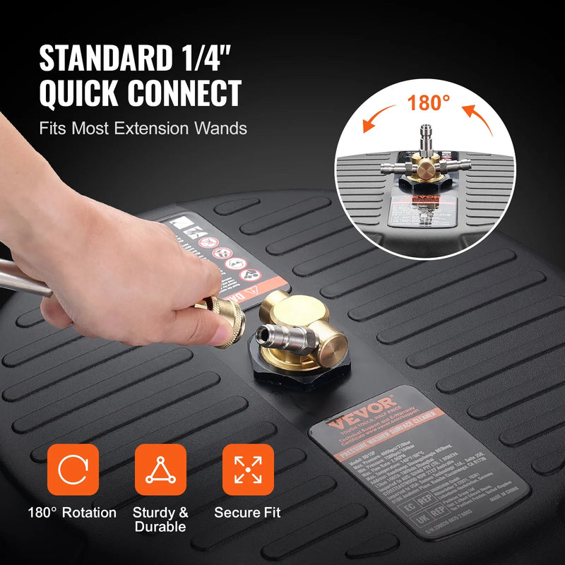 VEVOR Universāls 38 cm augstspiediena virsmas tīrītājs, uzgalis 275 bar ar 2 pagarinājuma stieņiem, 1,6 cm ātrās savienošanas betona tīrītājs grīdām, piebraucamajam ceļam un terasei