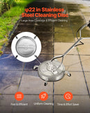 56 cm augstspiediena mazgātāja virsmas tīrītājs ar 4 riteņiem un diviem rokturiem, maksimālais spiediens 4000 PSI