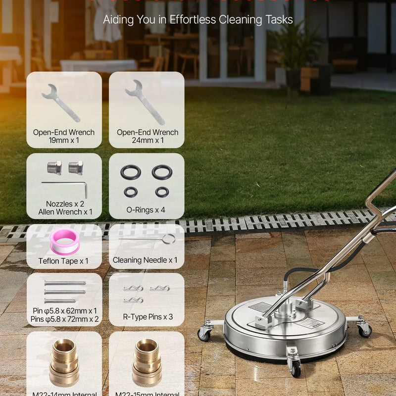 56 cm augstspiediena mazgātāja virsmas tīrītājs ar 4 riteņiem un diviem rokturiem, maksimālais spiediens 4000 PSI