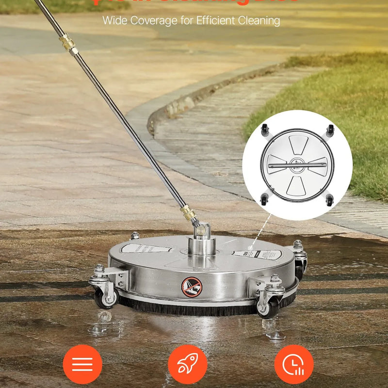 42 cm augstspiediena mazgātāja virsmas tīrītājs ar 4 riteņiem, nerūsējošais tērauds, maksimālais spiediens 4000 PSI