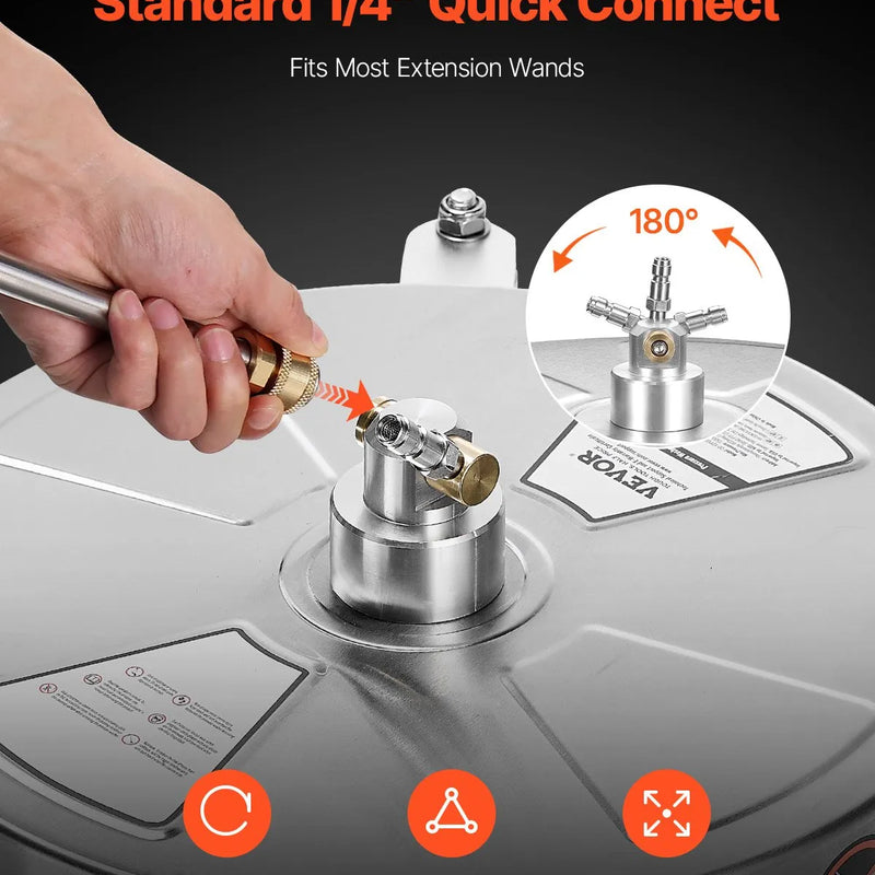 42 cm augstspiediena mazgātāja virsmas tīrītājs ar 4 riteņiem, nerūsējošais tērauds, maksimālais spiediens 4000 PSI