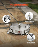 42 cm augstspiediena mazgātāja virsmas tīrītājs ar 4 riteņiem, nerūsējošais tērauds, maksimālais spiediens 4000 PSI