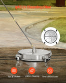 46 cm augstspiediena mazgātāja virsmas tīrītājs ar 4 riteņiem, maksimālais spiediens 4000 PSI, ar 2 pagarināmajām spraudstieņiem