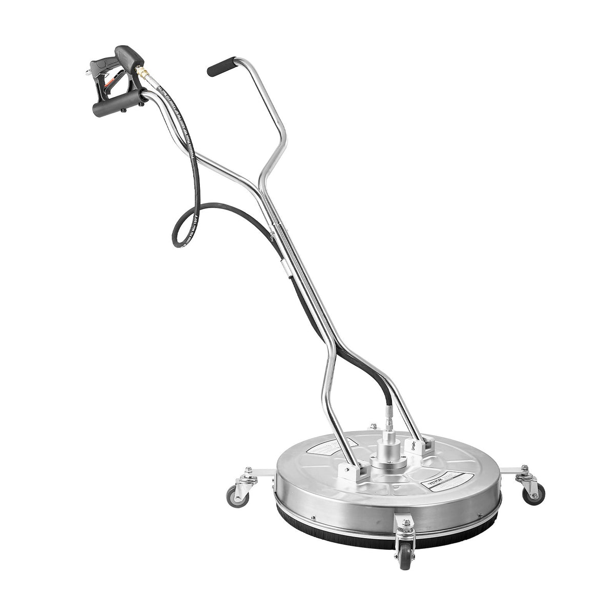 VEVOR nerūsējošā tērauda virsmu tīrītājs augstspiediena mazgātājam, 610 mm, ar 4 riteņiem, 27 580 kPa spiedienu, 3/8 ātro savienojumu, 2 sprauslām un dubulto rokturi, piemērots betona, terases un ietvju tīrīšanai