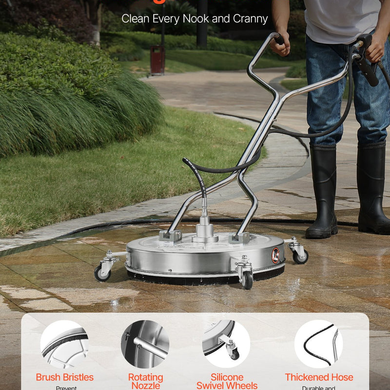 VEVOR 61 cm spiediena mazgātāja virsmas tīrītājs, 276 bar, 4 riteņi, divi rokturi