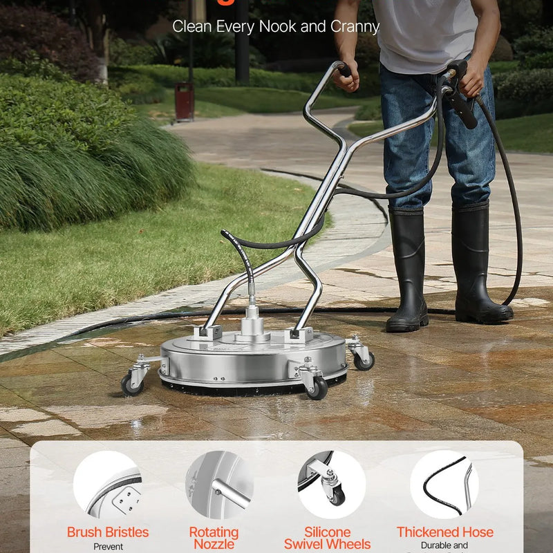 53 cm augstspiediena mazgātāja virsmas tīrītājs ar 4 riteņiem un diviem rokturiem, maksimālais spiediens 4000 PSI