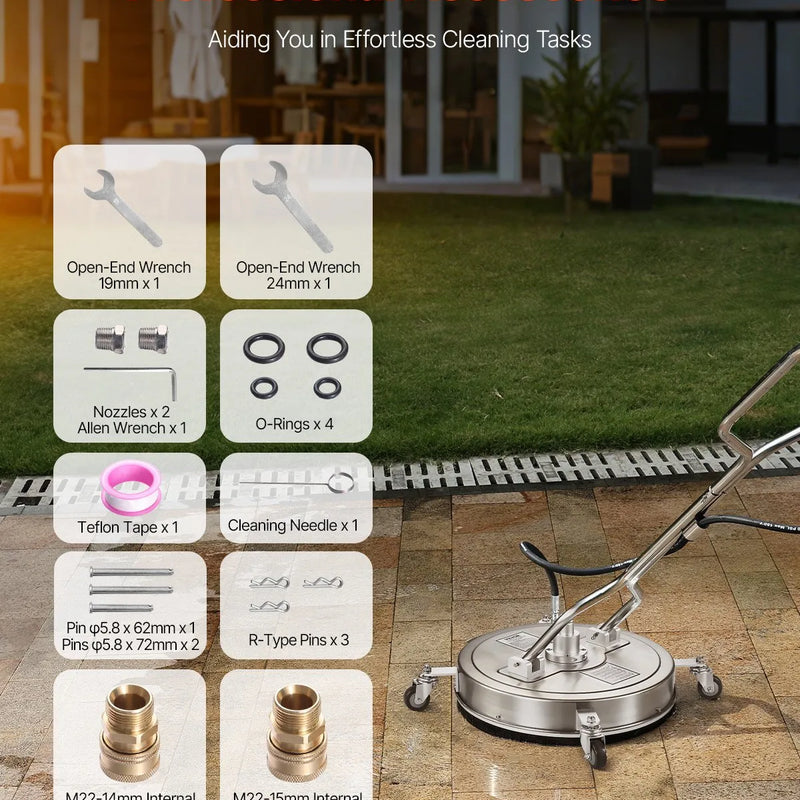 53 cm augstspiediena mazgātāja virsmas tīrītājs ar 4 riteņiem un diviem rokturiem, maksimālais spiediens 4000 PSI