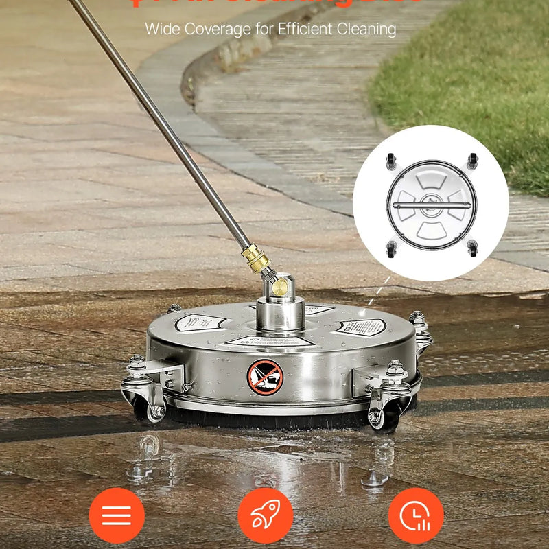 36 cm augstspiediena mazgātāja virsmas tīrītājs ar 4 riteņiem, maksimālais spiediens 4000 PSI, ar 2 pagarināmajām spraudstieņiem